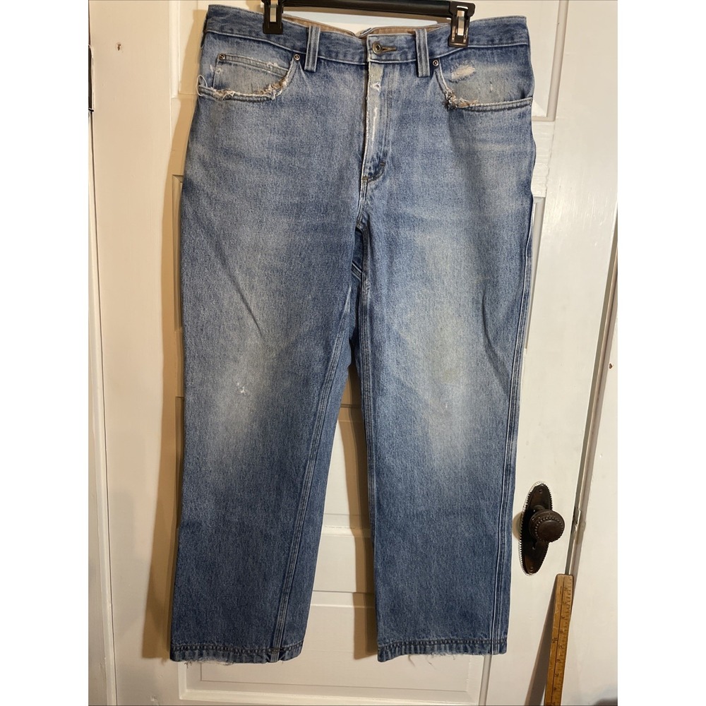 Distressed‎ Duluth Trading Company Heavy Weight Denim Jeans 35 x 30